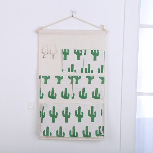 Fabric Five Pockets Two Hook Three-Dimensional Hanging Bag Bathroom Waterproof Storage Hanging Bag Home Storage Box Hanging Bag Wholesale