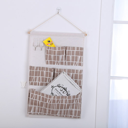 Fabric Five Pockets Two Hook Three-Dimensional Hanging Bag Bathroom Waterproof Storage Hanging Bag Home Storage Box Hanging Bag Wholesale Specification drawing