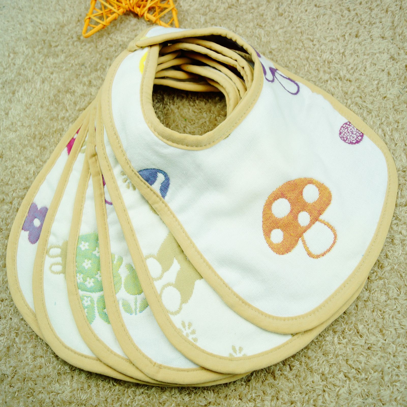 Six Layer Gauze Bib Mushroom Jacquard Bib Baby Gauze Bib
