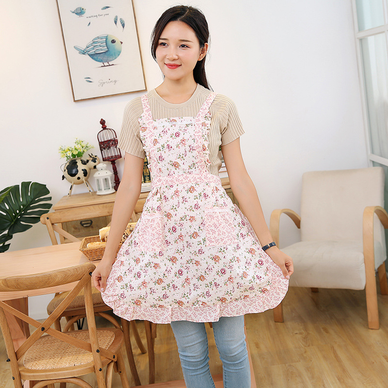 Cartoon Bear Head Waterproof Apron Oil-Proof Household Kitchen Cooking Apron Adult Halter Apron details Picture