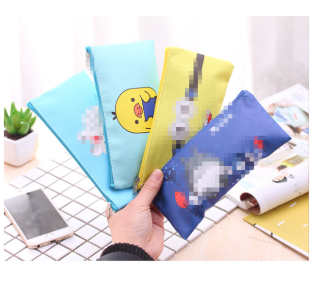 Japanese and Korean stationery cute cartoon stationery pen bag Small pen bag B6 file bag pull edge bag
