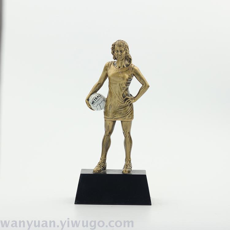 2019 new style volleyball resin trophy, metal trophy, medal, women's volleyball trophy factory direct sales Specification drawing