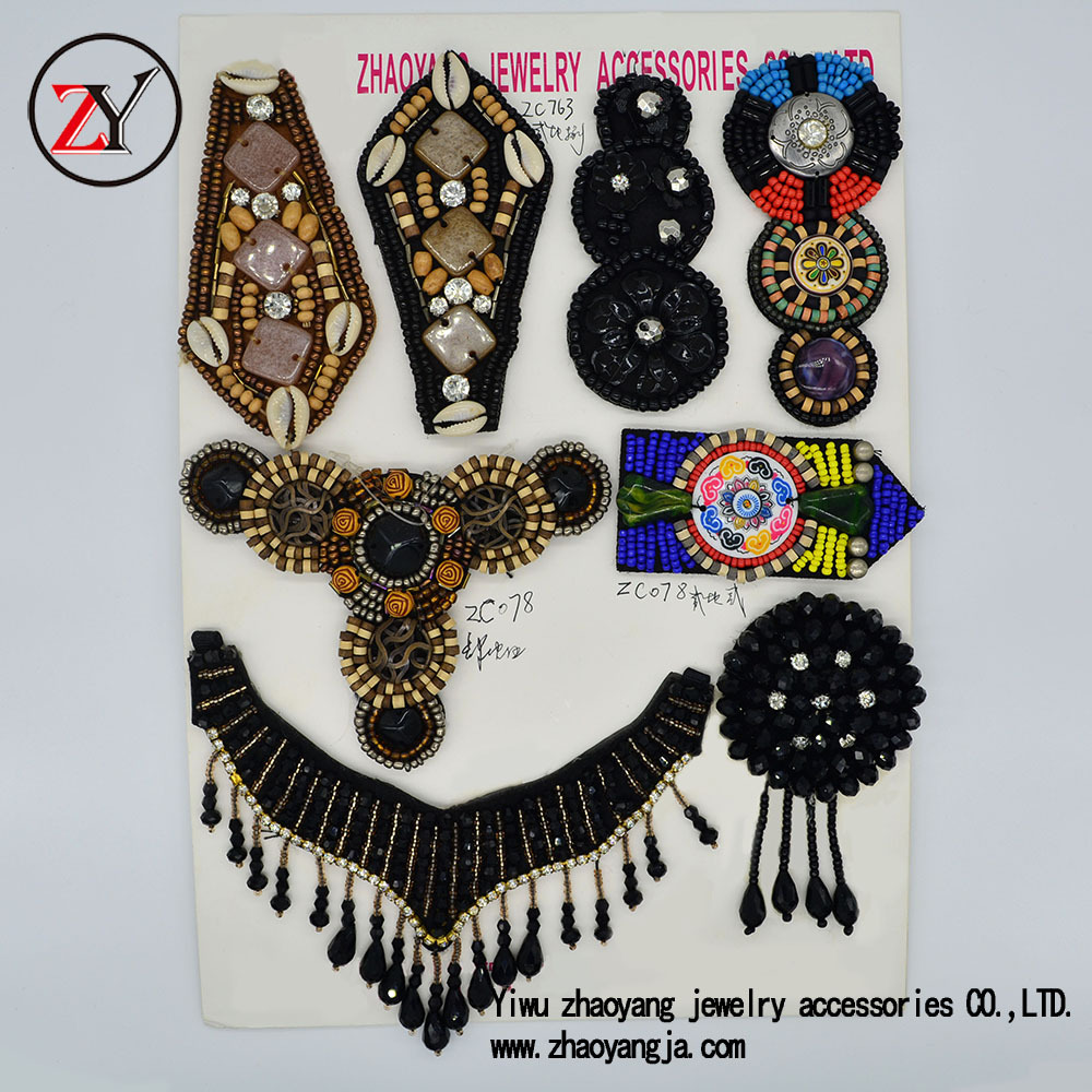 【新款上市】春夏凉鞋人字拖鞋饰 串珠手工鞋花 可订做 zy07309