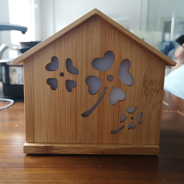 USB charging bamboo house clock small night light clap induction light Christmas creative gift LED clock lamp Application Scenario