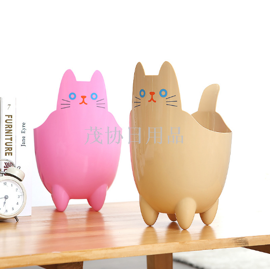 Plastic trash cans creative cartoon cat living room kitchen bathroom size garbage cans wholesale