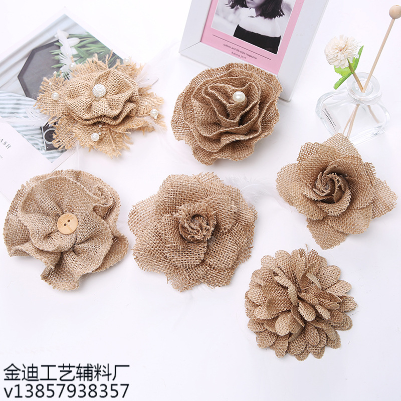 Factory direct sales, cross-border exclusive supply, linen flowers, Christmas festival party decoration flowers, shoes and hats, pearl flowers, heart flowers wholesale