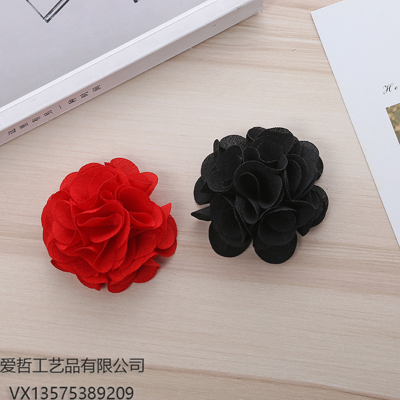 Factory Direct Sales Cross-Border Dedicated To South Korea Chiffon Fabric Flower Hairpin Flower Handmade Diy Footwear And Hat Flower Wholesale Specification drawing