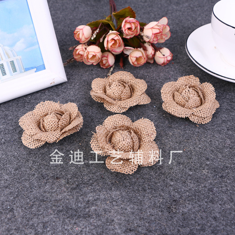 Factory direct sales, cross-border exclusive supply, popular linen flower craft Christmas, wedding and party decorative flower DIY ornaments details Picture