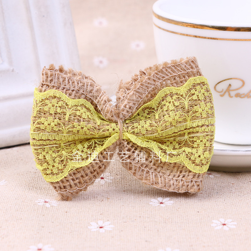 Manufacturers Direct Sales Cross-Border Lace Linen Exquisite Gift Webbing Handmade Bow Diy Handmade Decoration Specification drawing