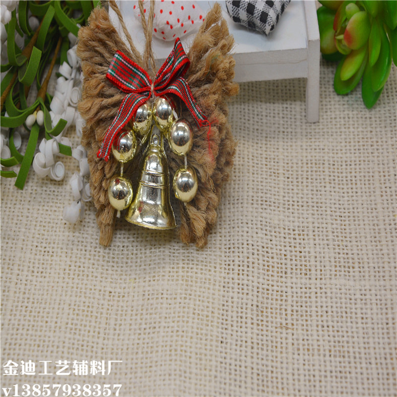 厂家直销跨境专供圣诞树麻布小铃铛 节庆装饰小铃铛 手工diy辅料细节图