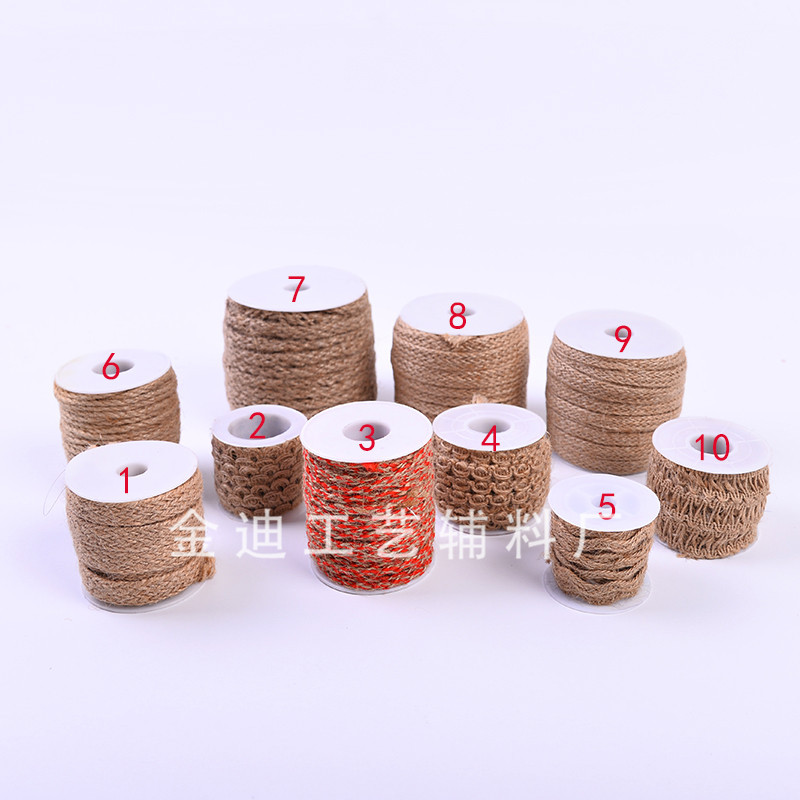 Factory direct sales, cross-border exclusive supply of linen lace ribbons, clothing accessories, DIY natural jute webbing, and custom-made linen ropes