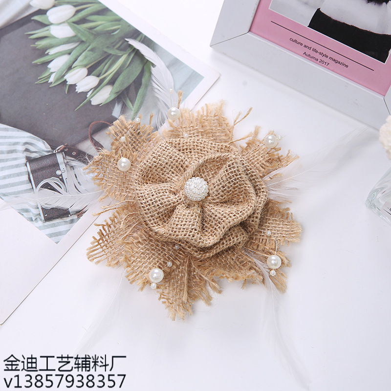 Factory direct sales, cross-border exclusive supply, linen flowers, Christmas festival party decoration flowers, shoes and hats, pearl flowers, heart flowers wholesale details Picture