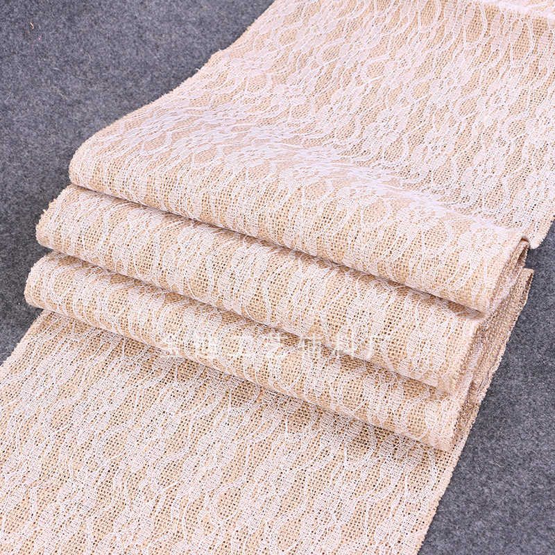 Factory direct sales, cross-border exclusive supply of yellow linen lace table flags, table MATS, table flags, European-style party home decoration details Picture