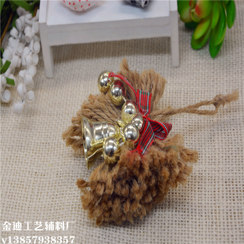 厂家直销跨境专供圣诞树麻布小铃铛 节庆装饰小铃铛 手工diy辅料产品图