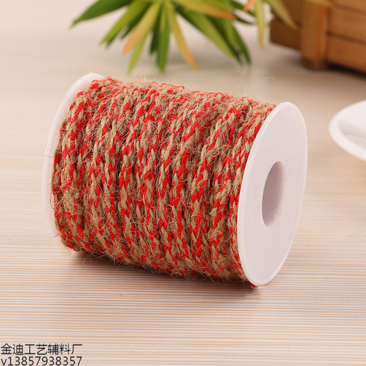 Factory direct sales, cross-border exclusive supply of colored woven linen thread clothing accessories and materials, wholesale of linen rope and woven rope