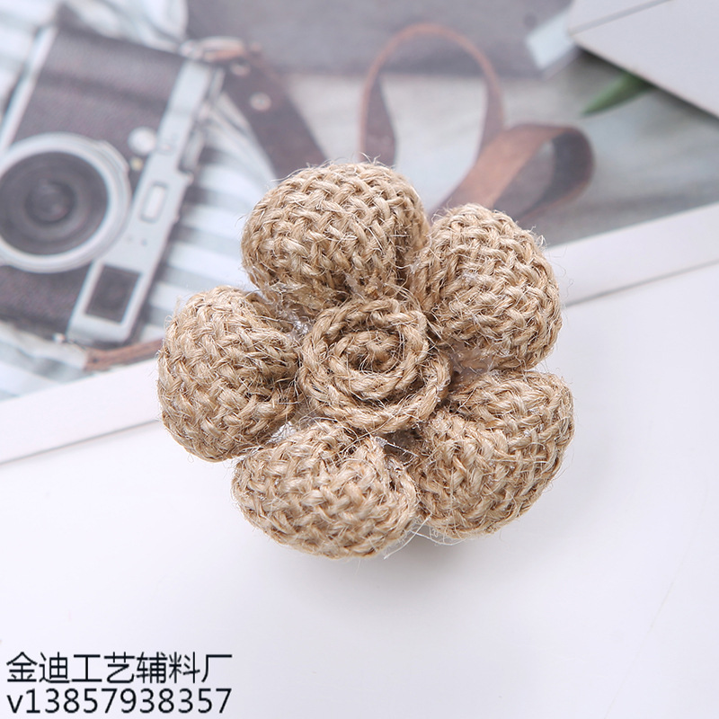 Venta directa de fábrica suministro transfronterizo especial algodón y lino flores hechas a mano telas de flores ropa de flores zapatos y sombreros decoración broches accesorios para el cabello flores Specification image