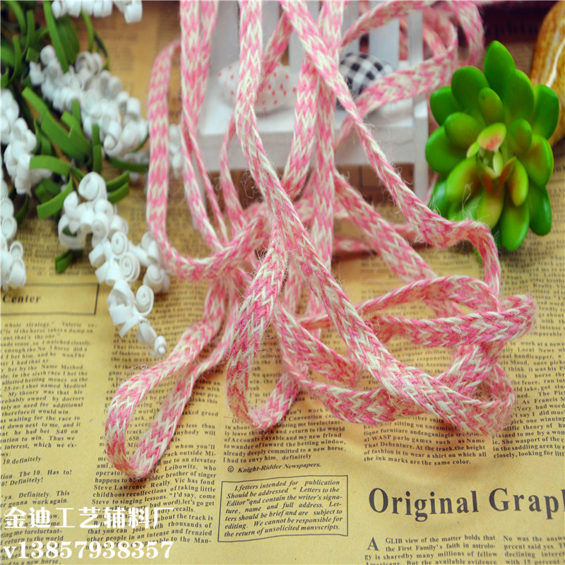 Factory direct sales, cross-border exclusive supply, color linen woven tape, photo frame decoration woven tape, packaging tape, diy handmade accessories wholesale Specification image