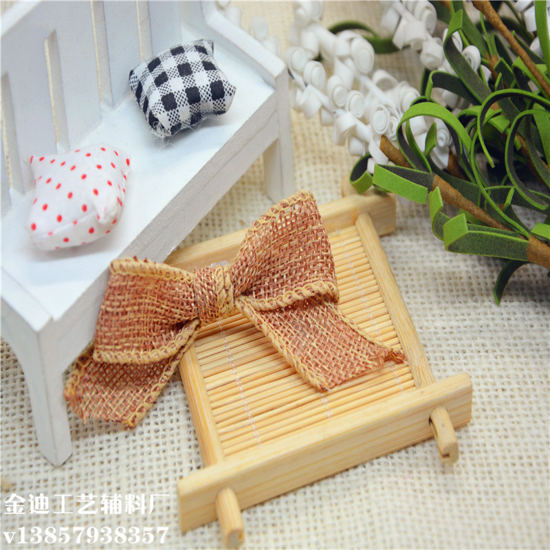 厂家直销跨境专供装饰蝴蝶结 仿麻蝴蝶结 工艺装饰品 节庆装饰品