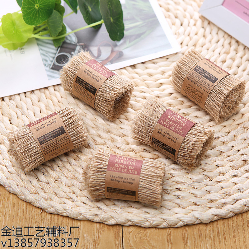 Factory Direct Sales Cross-Border For Small Rough Edge Thin Linen Strip Clothing Decoration 5Cm Linen Roll Wholesale details Picture
