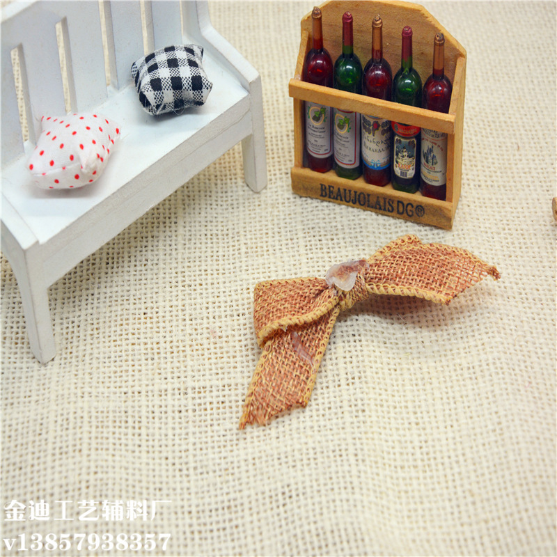 Factory direct sales, cross-border exclusive supply of decorative bows, imitation linen bow craft decorations, festival decorations details Picture