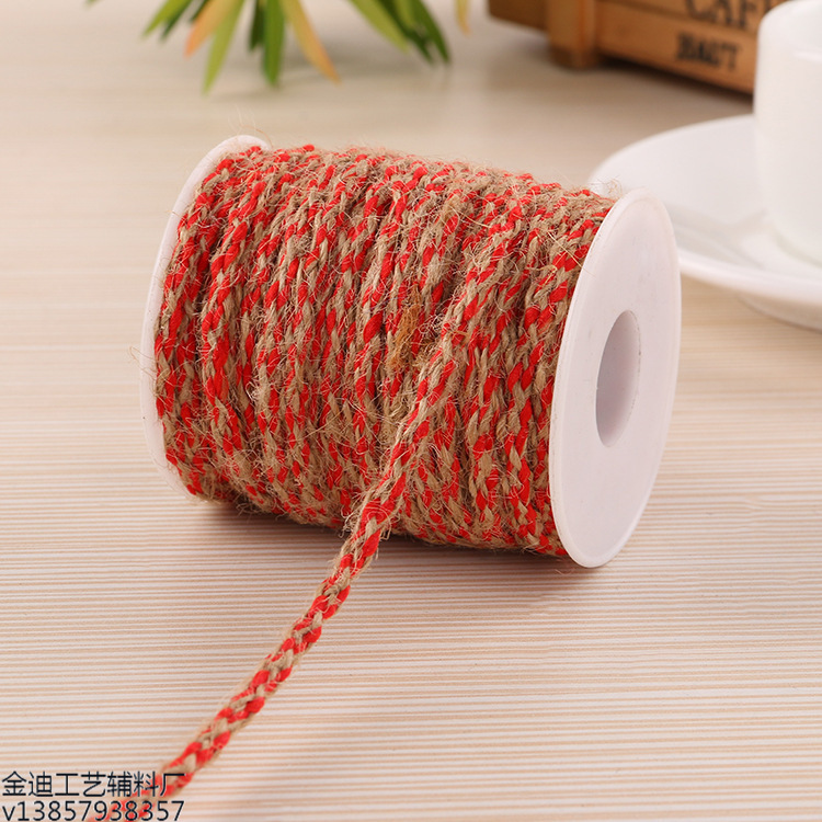 Factory direct sales, cross-border exclusive supply of colored woven linen thread clothing accessories and materials, wholesale of linen rope and woven rope details Picture
