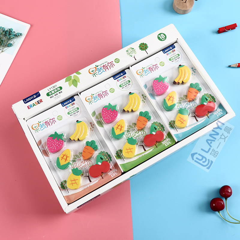 博采文具办公文化用品厂家 蓝一文具 LY1301 创意平板 水果造型 橡皮 儿童学习文具图