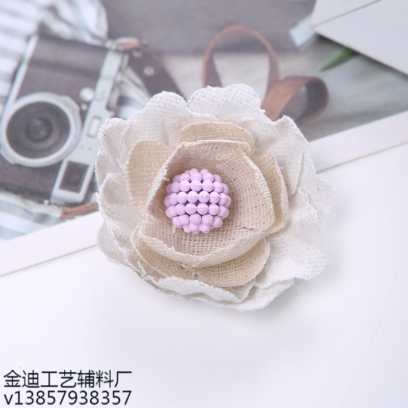 Venta directa de fábrica suministro transfronterizo especial algodón y lino flores hechas a mano telas de flores ropa de flores zapatos y sombreros decoración broches accesorios para el cabello flores Application Scenario