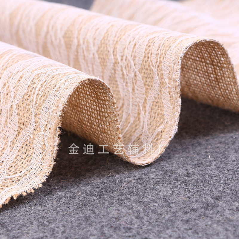 Factory direct sales, cross-border exclusive supply of yellow linen lace table flags, table MATS, table flags, European-style party home decoration Specification image