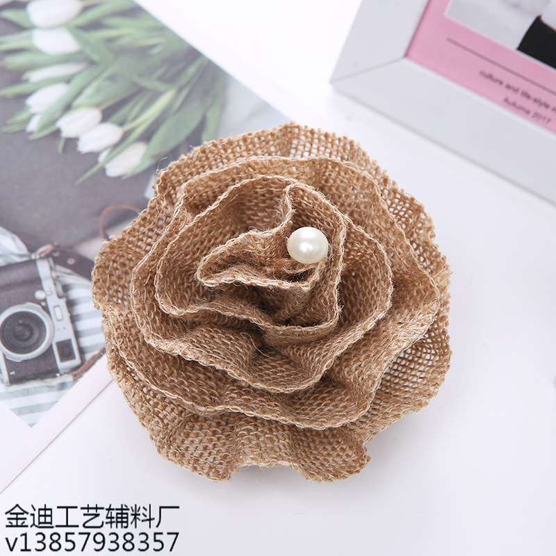 Factory direct sales, cross-border exclusive supply, linen flowers, Christmas festival party decoration flowers, shoes and hats, pearl flowers, heart flowers wholesale Specification image