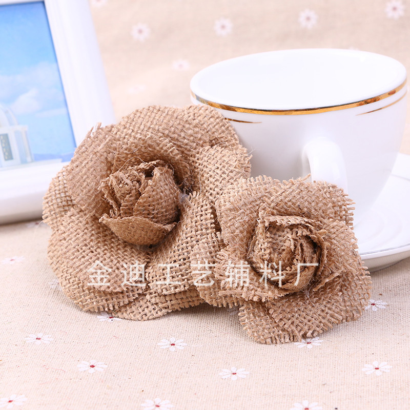 Factory direct sales, cross-border exclusive supply, popular linen flower craft Christmas, wedding and party decorative flower DIY ornaments Application Scenario