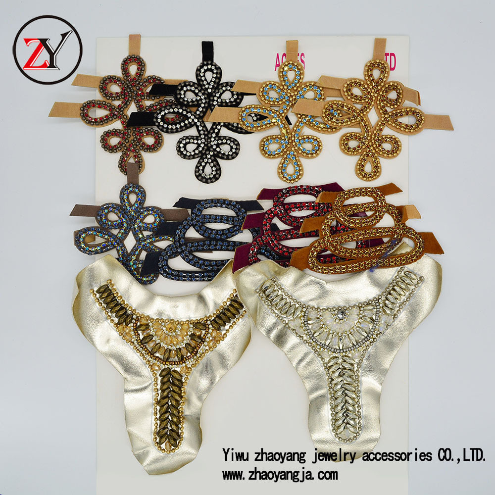 【新款上市】春夏凉鞋人字拖鞋饰 串珠手工鞋花 可订做 zy08024产品图