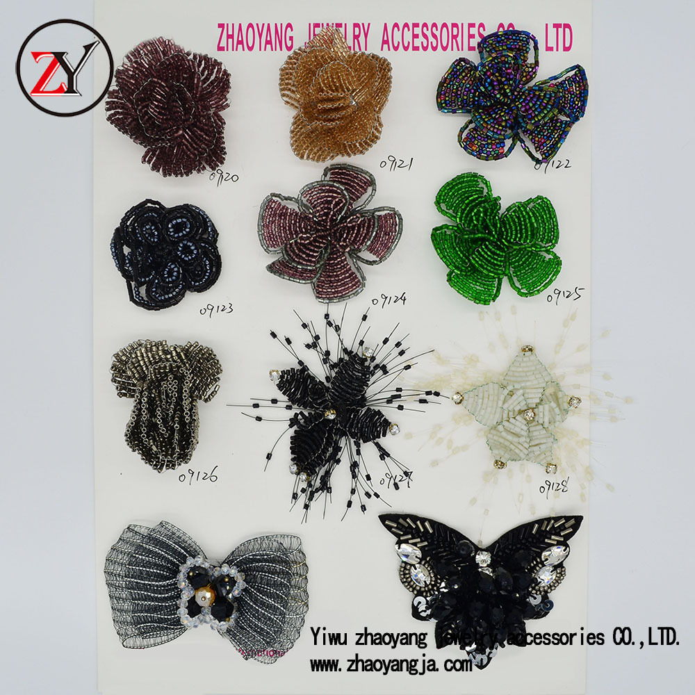 【新款上市】春夏凉鞋人字拖鞋饰 串珠手工鞋花 可订做 zy08024