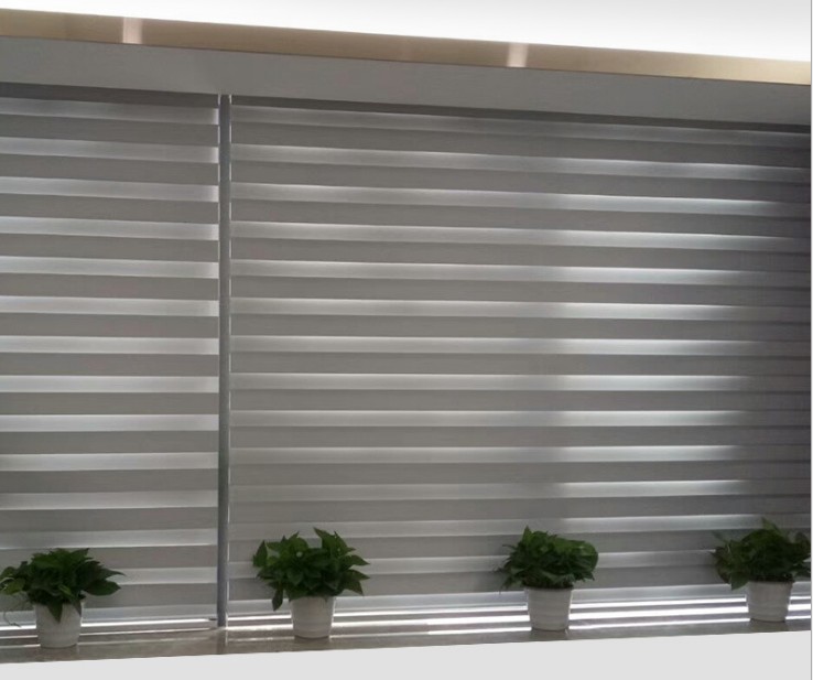 定制韩式布百叶双层柔纱帘遮光透景窗帘成品办公室卷帘卧室卫生间