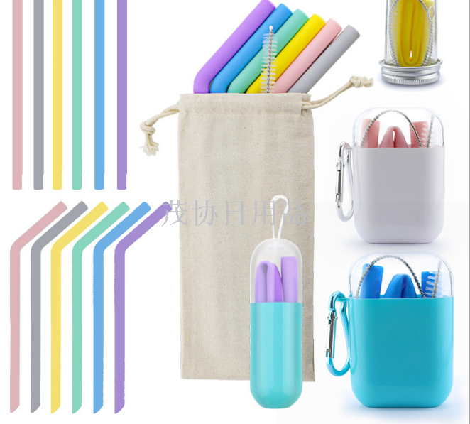 Amazon silicone straw drinks with capsule boxes
