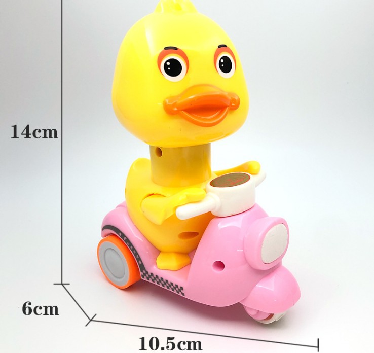 蟹蟹你压谢谢你吖按压式小黄鸭子卡通惯性回力摩托三轮车儿童玩具细节图
