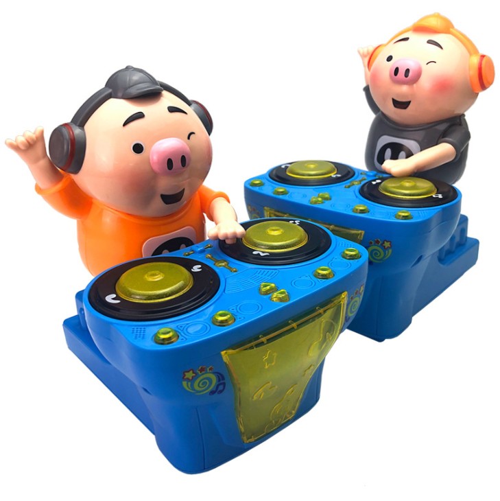 抖音同款dj摇滚小猪小屁吧台dj海草猪电动玩具打碟猪摇摆正版现货细节图