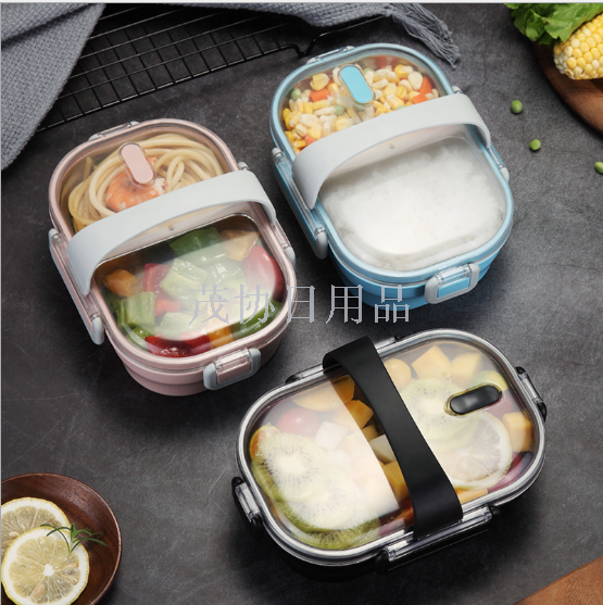 Stainless steel bento box sealed in separate compartments 1 person insulated lunch box student lunch box