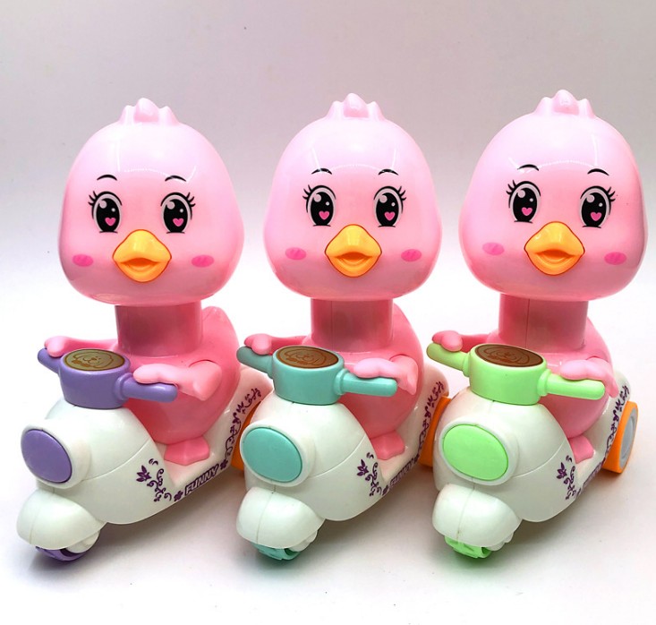 按压式小黄鸭子蟹蟹你压谢谢你吖回力三轮摩托车儿童玩具产品图