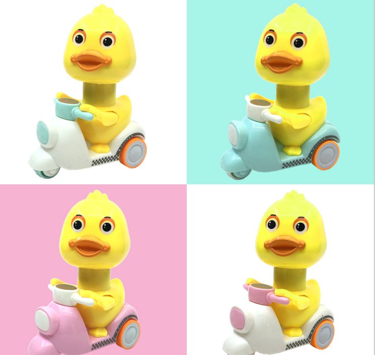 蟹蟹你压谢谢你吖按压式小黄鸭子卡通惯性回力摩托三轮车儿童玩具