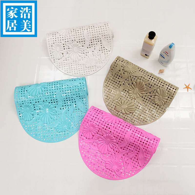 环保pvc浴室防滑地垫 卫浴浴缸脚垫带吸盘产品图