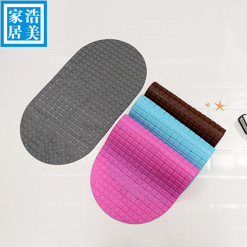 环保pvc浴室防滑地垫 纯色小方格卫浴浴缸防水脚垫带吸盘厂家批发