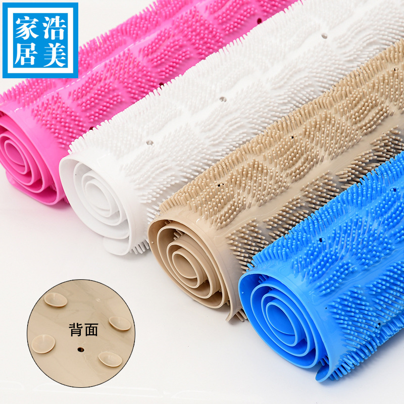 Eco-Friendly Pvc Bathroom Non-Slip Mat Rectangular Solid Color Bath Bath Mat With Suction Cup