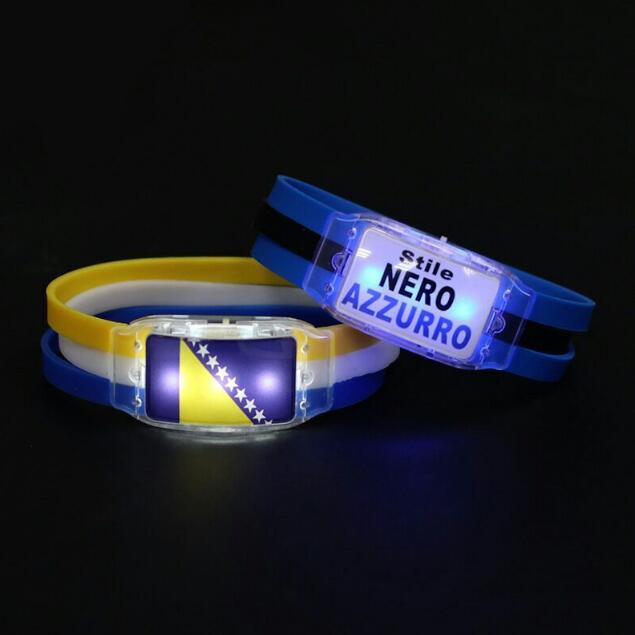 LED演唱会手环展会广告促销三色带发光手环国旗硅胶手环