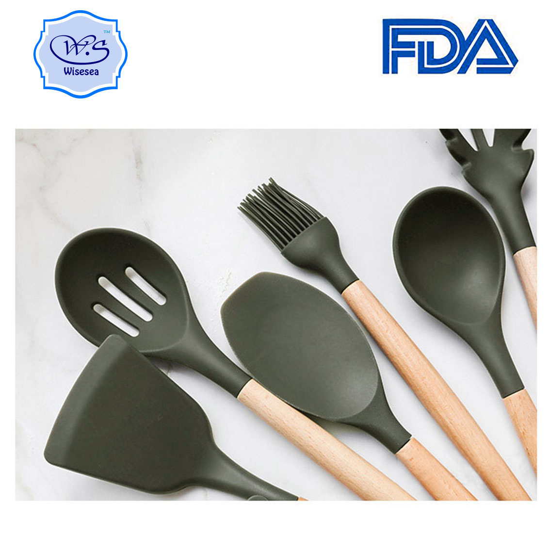 【 Hot Sale 】 A set of 9 kitchen tools with beech wood handles, silicone spatulas, spoons and kitchenware Application Scenario