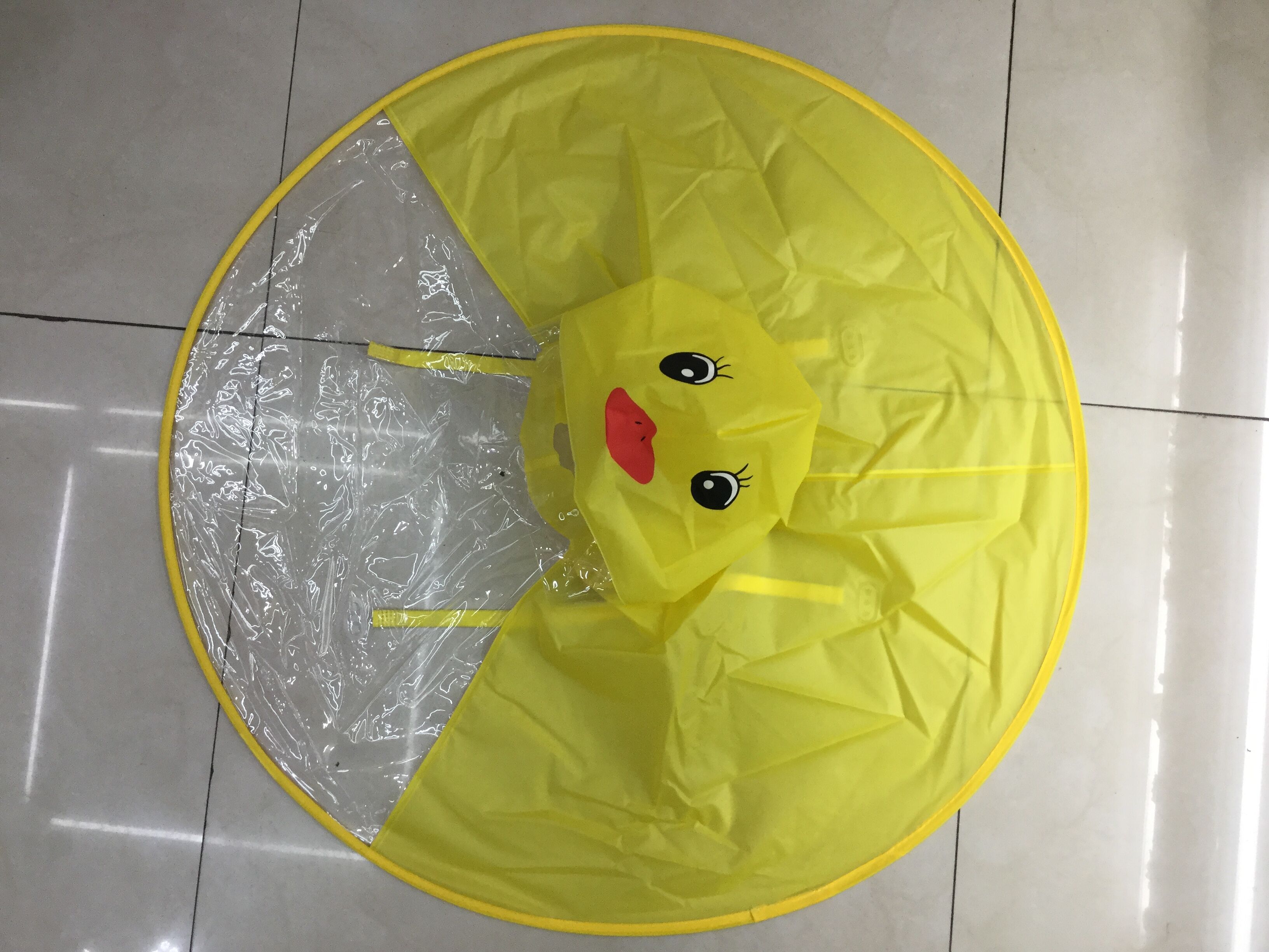 儿童雨伞儿童伞飞碟伞帽 小猪佩奇小黄鸭卡通帽檐 透明雨衣