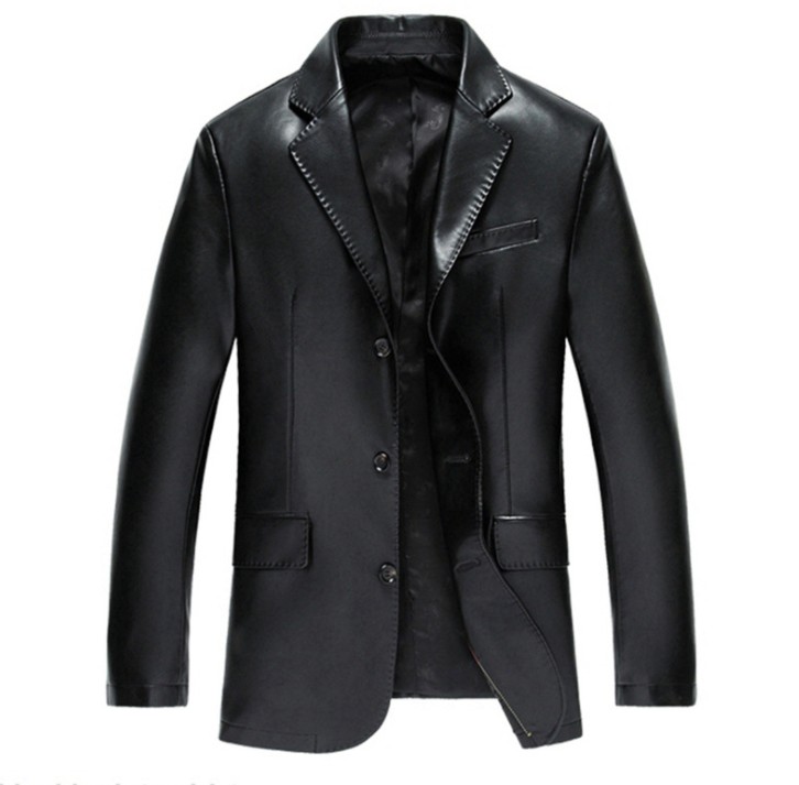 Autumn new thin PU leather suit, form-fitting Korean-style middle-aged men's dad leather jacket, casual suit jacket Application Scenario