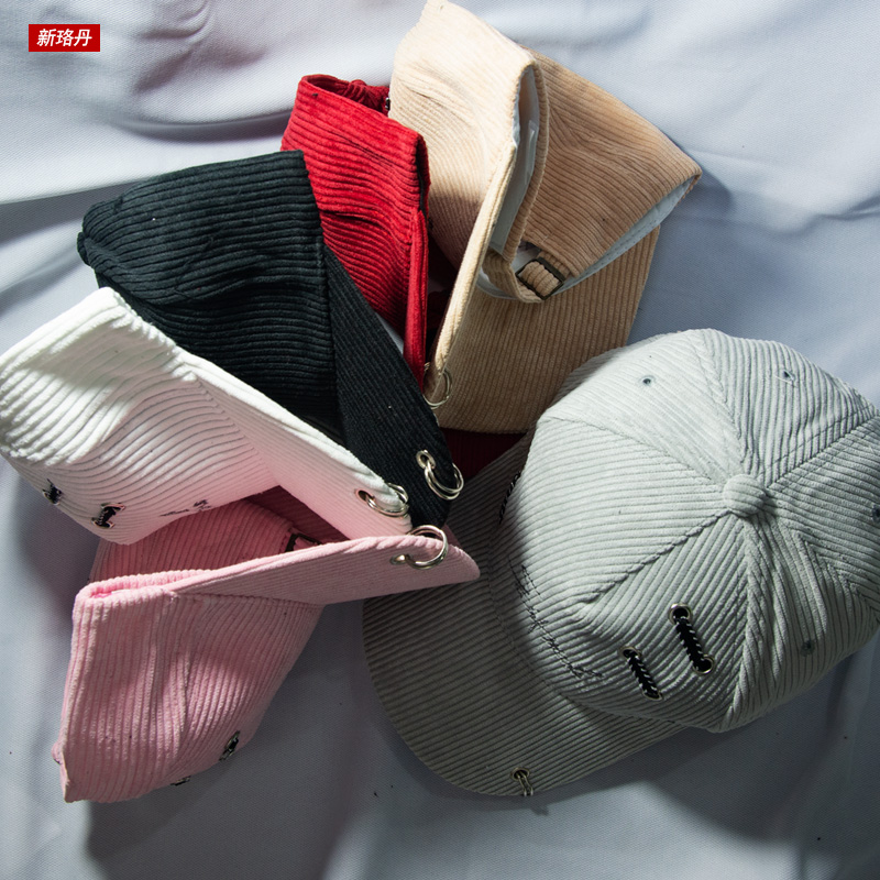 Corduroy Fall Cap Women's Hand-Tied Hoop Hat details Picture