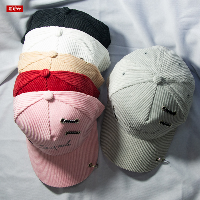 Corduroy Fall Cap Women's Hand-Tied Hoop Hat Item Picture