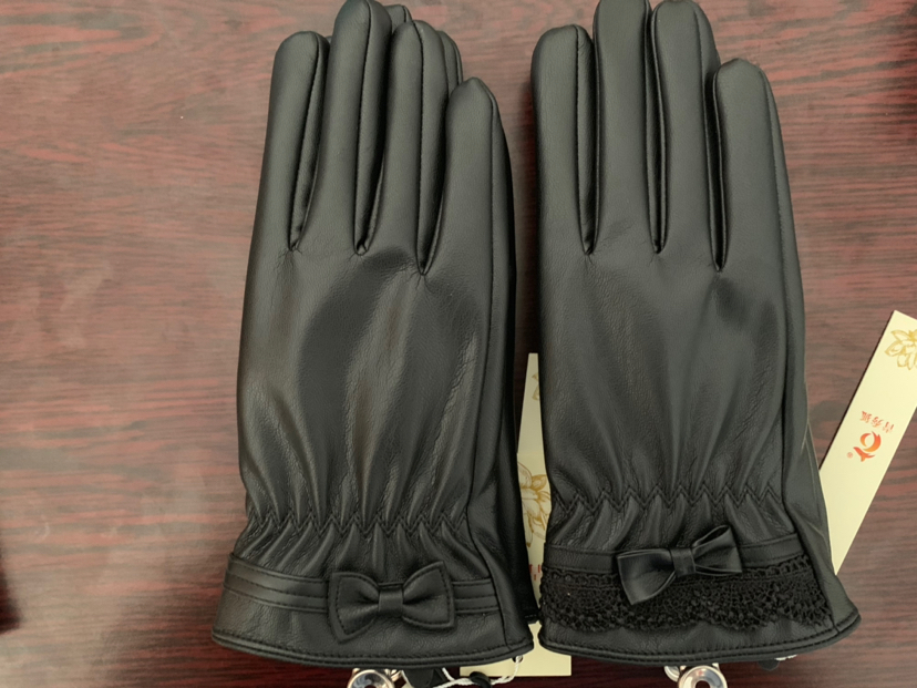 Simulated leather gloves, women's touch screen gloves, fleece cycling five-fingered gloves, warm gloves Specification image