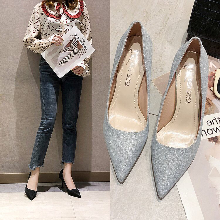 秋款单鞋高跟鞋细节图